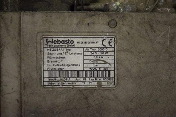 WEBASTO AIRTOP 5000D HEATING FOR MERCEDES PARTS Part manufacturer Webasto