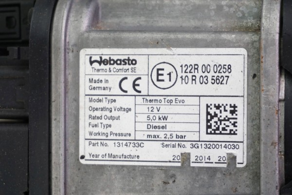 Calefactor estacionario WEBASTO para Opel Zafira Astra Cascada 1314974