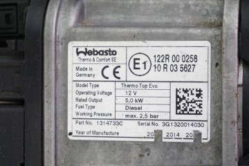 Calefactor estacionario WEBASTO para Opel Zafira Astra Cascada 1314974
