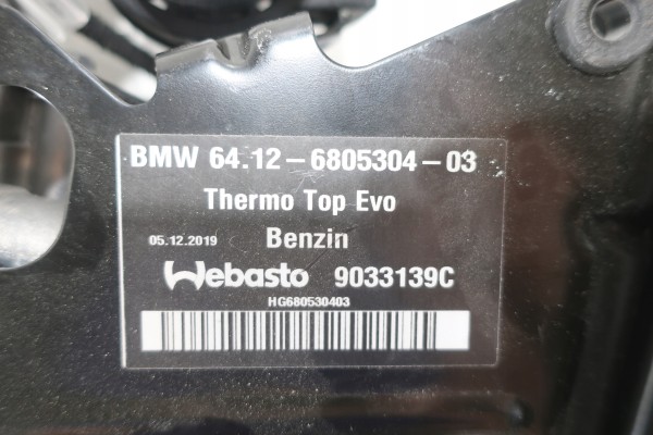 WEBASTO PARKING HEATER THERMO TOP V BMW 5 F10 F11 PETROL 9241698 Catalog number of the part WEBASTO OGRZEWANIE POSTOJOWE THERMO 
