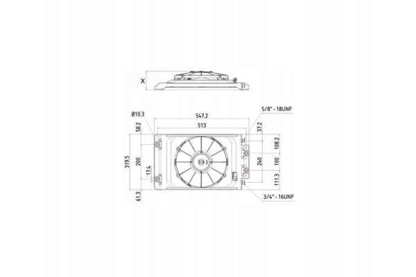 Fan with condenser Kalori 12V KD 5 5kW 110W Catalog number of the part CEL3176