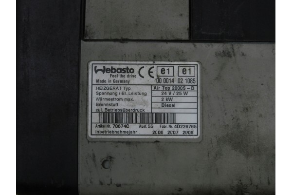 WEBASTO PARKING HEATER AIR TOP 2000S D 24V 25W 2kW IVECO EUROCARGO Part manufacturer Webasto