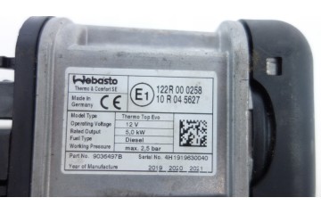 Calefactor estacionario Webasto para Volvo V60 XC60 9036497B 122R00025