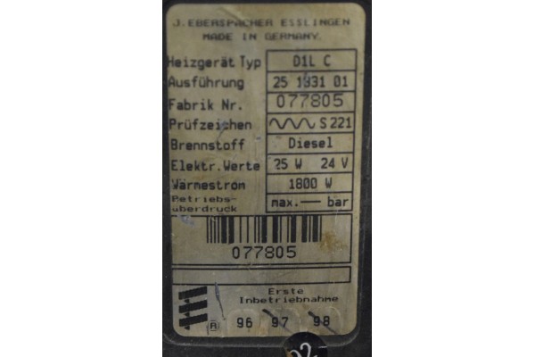 PARKING HEATER EBERSPACHER D1LC MAN TGA TGM Part manufacturer Eberspaecher
