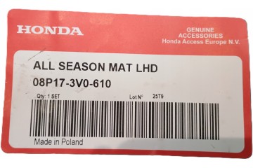 RUBBER RUGS FRONT REAR SET HONDA ZR V 2023 08P173V0610 ORIGINAL Catalog number of the part 08P173V0610