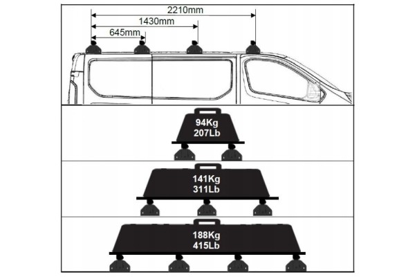 Crossbar roof beam RENAULT TRAFIC III VIVARO B OE Product weight with unit packaging 7 kg