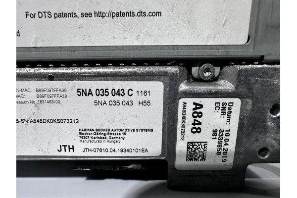 PASSAT B8 GOLF 7 SYSTEM DISCOVERY PRO 5NA035043C SCREEN 5G6919606 FRAME Part manufacturer Volkswagen OE