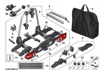 82725A4BAD9 Mounting arm with belt clamp for 2 bike Packaging status original