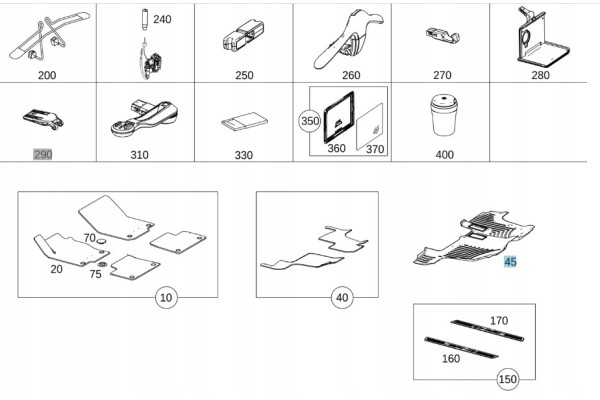 Original rubber rug for 3rd row Mercedes GLS GL W166 Catalog number of the part A1666841600