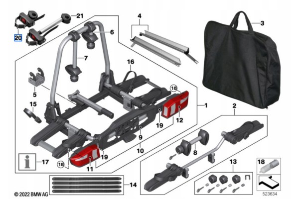 82725A4BAD6 Mounting arm with belt clamp for 1 bicycle Packaging status original