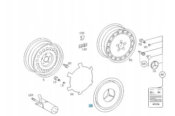 NEW ORIGINAL CAP 15 INCHES MERCEDES BENZ W124 W201 W126 Catalog number of the part A1244000225