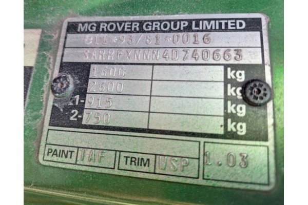 ROVER 25 45 FREELANDER MG ZR ENGINE 2 0 DIESEL 20T2N 113KM Part manufacturer MG OE