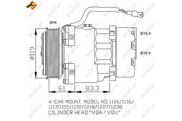 COMPRESSOR AIR CONDITIONING COMPRESSOR 32040 NRF CITROEN Part manufacturer NRF