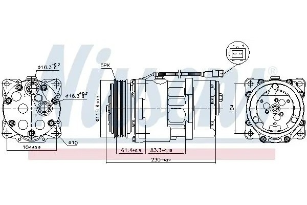 COMPRESSOR AIR CONDITIONING COMPRESSOR 89055 NISSENS Car type buses cargo vans passenger cars
