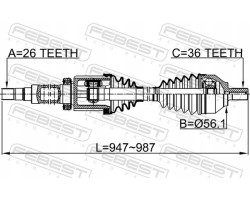 FEBEST 2714 S40RH DRIVE AXLE