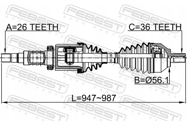 FEBEST 2714 S40RH DRIVE AXLE