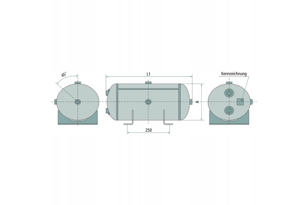 Compressed air steel tank 60L 1108x276mm 15BAR M22x1 5 EN 286 2 Packaging status original