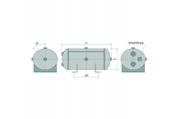 Compressed air steel tank 60L 1108x276mm 15BAR M22x1 5 EN 286 2 Packaging status original