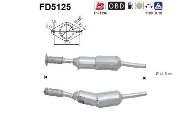 ASCFD5125 PARTICULATE FILTER DPF RENAULT CLIO III 1 5DCI EURO 5