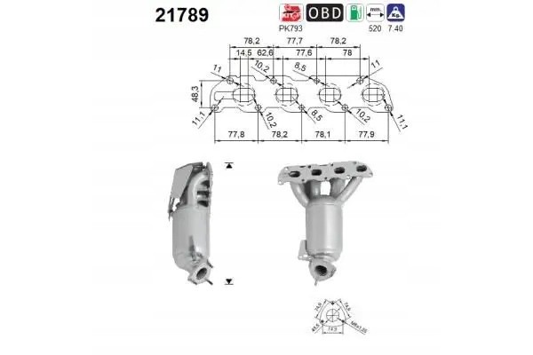 CATALYST 21789 AS CHEVROLET OPEL ADAM ASTRA Packaging status original