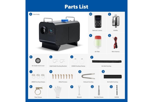 Diesel Air Heater 8kw 1 Hole 8kW 12V Heating 12V Version European