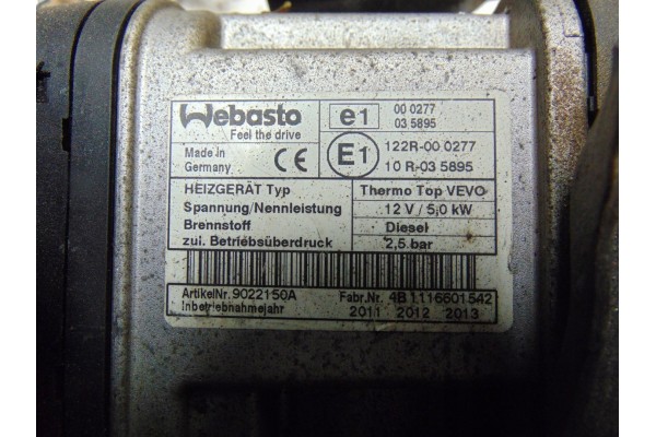 Calefactor estacionario Webasto VW, Audi, Seat, Skoda 2.0 TDI 140CV 1K