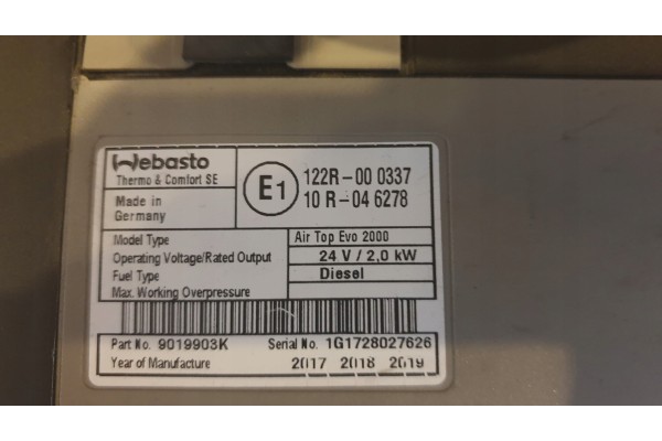 Webasto AIRTOP EVO 2000 heating Volvo 2KW 24v Car type trucks