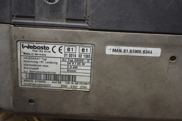 WEBASTO AIRTOP 2000S D MAN TGA FOR PARTS Part manufacturer Webasto