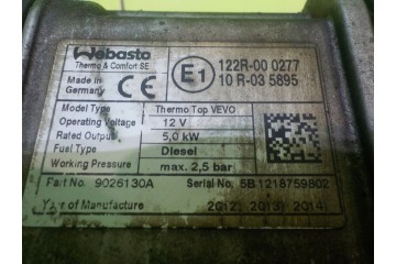 VW SHARAN II 2 0 TDI 13r 5D webasto 7N0815065T 122R 000277 Part manufacturer Ford OE