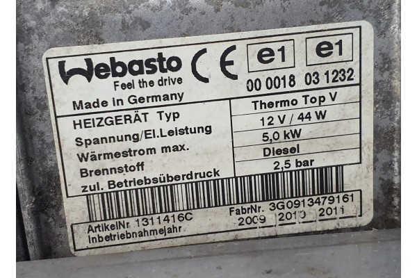 Calefactor adicional Webasto Thermo Top V Mercedes 1312629