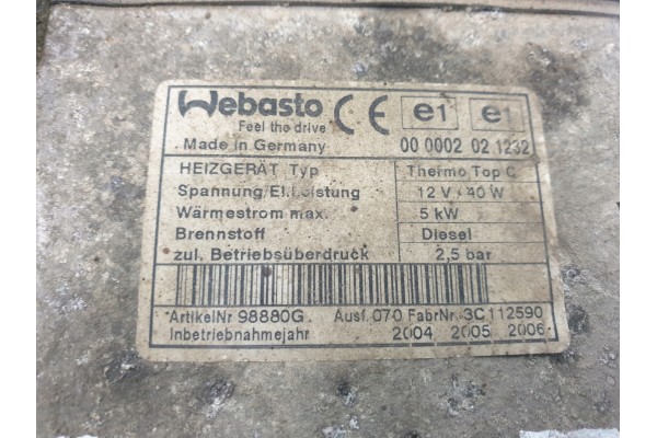 Lancia Phedra 2 2 JTD PARKING HEATER Webasto Part manufacturer Lancia OE