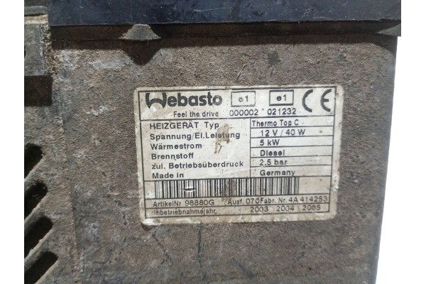 PARKING HEATER WEBASTO CITROEN C8 000002021232 98880G Catalog number of the original 98880G
