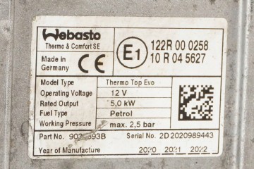 Calefactor estacionario Webasto para VW Passat B8 3Q0815005AA 9033393B
