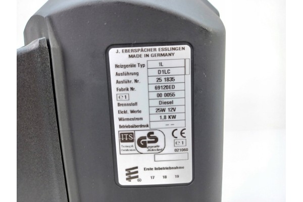 Parking heater Eberspacher D1LC WEBASTO 25W 12V 1 8 KW VW 69129ED Catalog number of the original 2D3815009