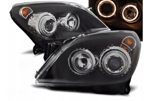 Front lamps OPEL ASTRA H 03 04 09 ANGEL EYES BLACK Catalog number of substitutes 442 1140L LD EM 442 1140R LD EM 550909 e 550909