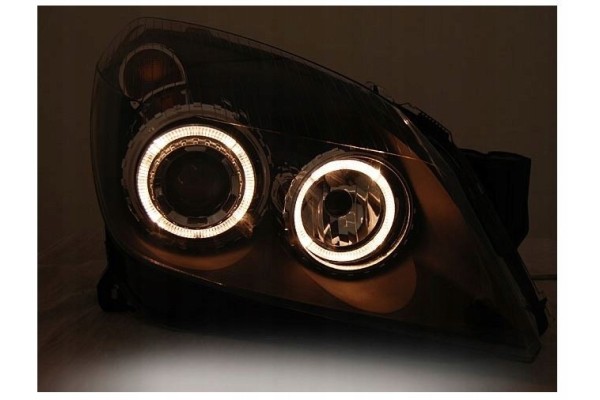 Front lamps OPEL ASTRA H 03 04 09 ANGEL EYES BLACK Catalog number of the original 442 1140LMLEMN1 442 1140RMLEMN1 1216561 121656