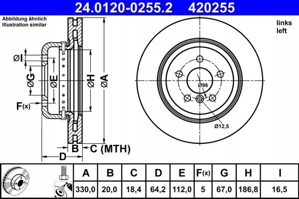 BRAKE DISC 24 0120 0255 2 ATE BMW Packaging status original