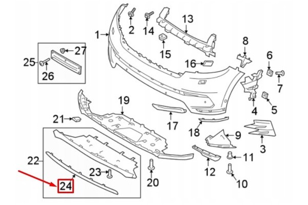 RANGE ROVER VELAR L560 BUMPER CENTER BAR LR095018 Packaging status original
