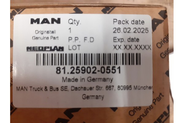 MAN 81 25902 0551 solenoid valve coil 24V to MAN Neoplan Packaging status original