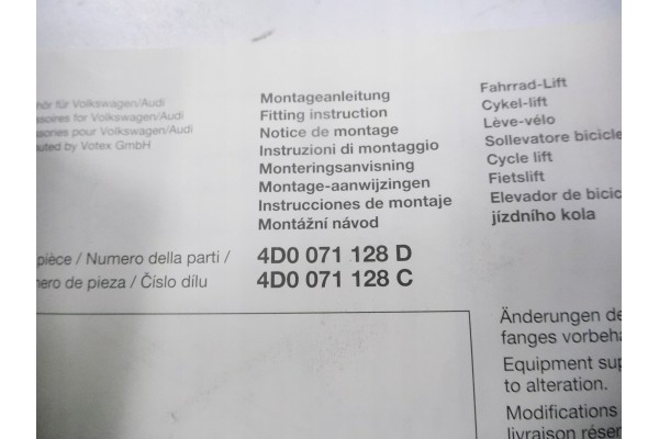 Portabicicletas AUDI A6 A8 OE 4D0071128C