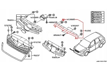 GRILL DUMMY STRIP FRONT ON MASK SUBARU FORESTER SJ 2012 2015 Catalog number of the part 91121SG001
