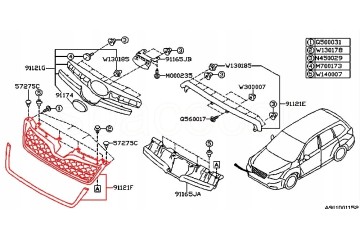 GRILL DUMMY BUMPER FRONT NEW ORIGINAL SATIN SUBARU FORESTER SJ 12 16 Catalog number of the part 91121SG030