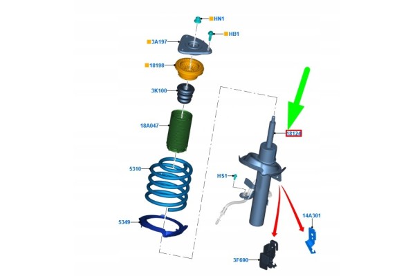 Front shock absorber kit FORD C MAX MK2 2264313 MEBV6J 18K045 AA Catalog number of the part 2264313