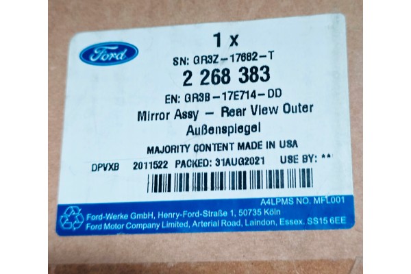 Right mirror heated projector 9 PIN Ford Mustang 2015 NEW OE Part manufacturer Ford OE