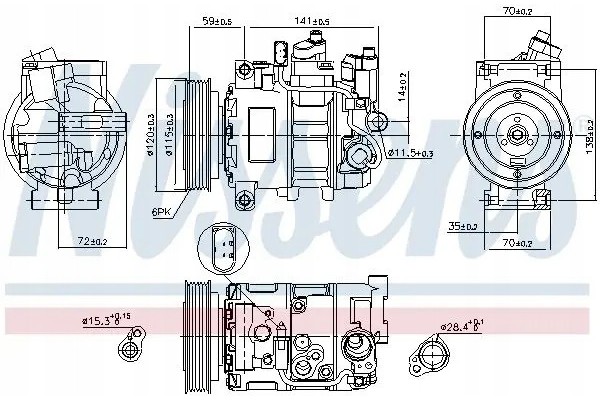 COMPRESSOR AIR CONDITIONING COMPRESSOR 89111 NISSENS Quality of parts according to GVO Q original with factory logo OEM OES