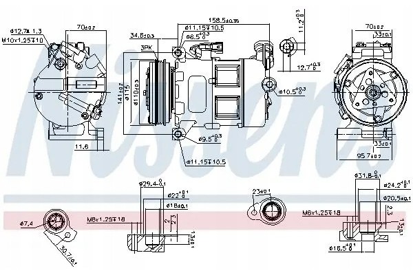 COMPRESSOR AIR CONDITIONING COMPRESSOR 890062 NISSENS Catalog number of the original VOLVO 31315453 VOLVO 31332386 VOLVO 3136615