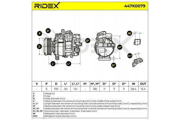 Compresor de aire acondicionado Ridex 447K0079