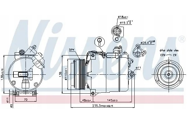 COMPRESSOR AIR CONDITIONING COMPRESSOR 89034 NISSENS BMW Customs tariff code 84149000