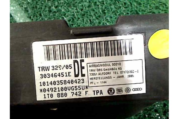 1T0880742F AIRBAG CORTINA DELANTERO DERECHO VOLKSWAGEN TOURAN (1T1) Advance 2006 1T0880742F 150689 VOLKSWAGEN - 2