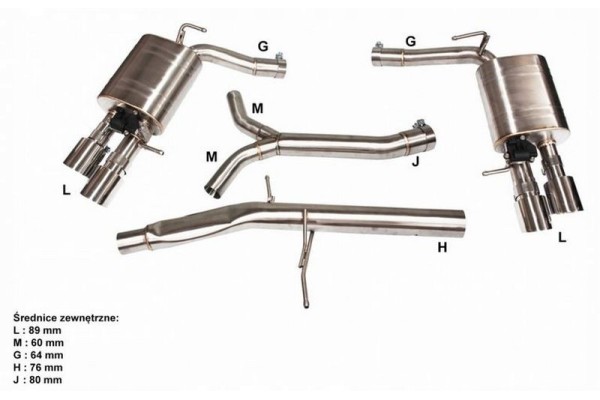 Sistema de Escape CatBack Audi A8 L4 V6 3.0T 2014 Active